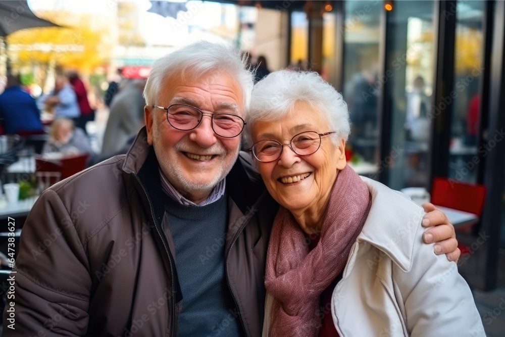 Joyful Senior Couple Enjoying Cafe Moments Joyful Senior Couple Enjoying Cafe Moments