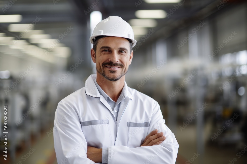Occupational safety technician smiling at the camera. Occupational safety technician smiling at the camera.