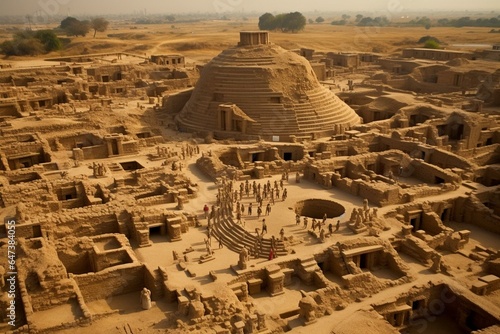 Depiction of ancient Harappan and Mohenjo Daro civilizations. Generative AI