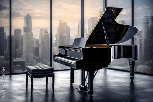 Metropolitan Melodies: Piano with a City Backdrop