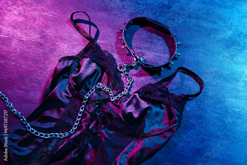 Sexy underwear with collar on dark background