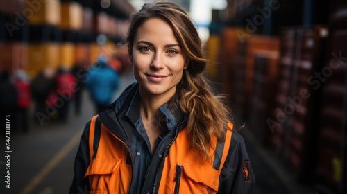 Female logistics coordinator managing harbor operations