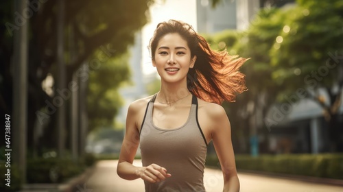 Portrait Fitness sport woman with people exercising