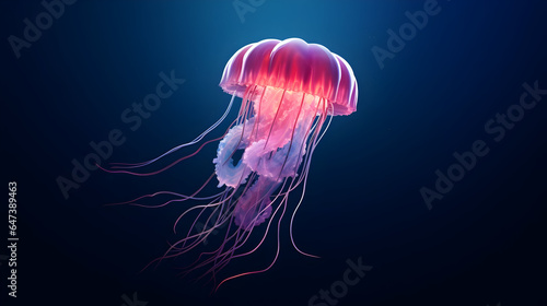 jelly fish in the aquarium, jelly fish in the dark blue, deep sea © TMinds
