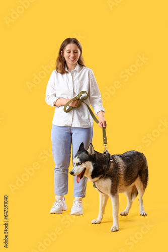 Happy young woman with husk...