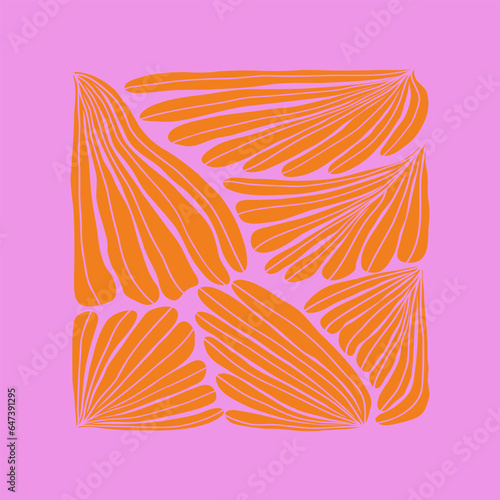 Abstract plants in groove style. 80s, grooves, decor, print. Vector flat illustration.
