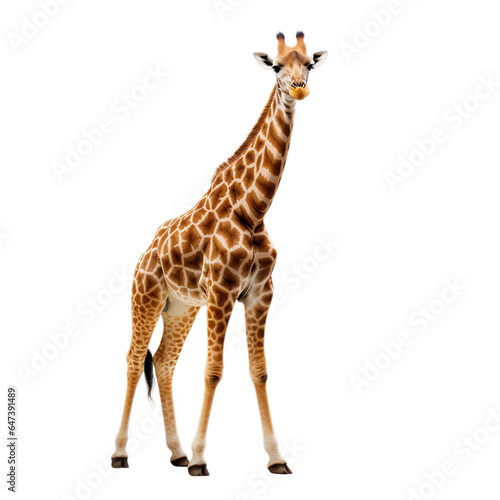 A majestic giraffe in front of a pristine white backdrop