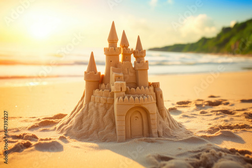 Coastal Creations: Sun-Kissed Sand Castle © AIproduction