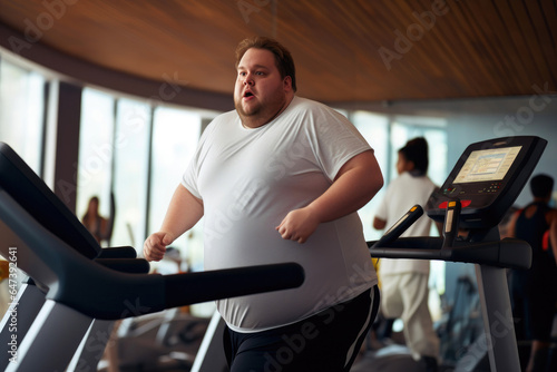 Healthy Lifestyle: Overweight Man Exercising