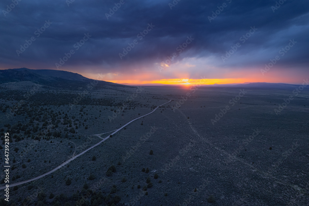 Storm over the plains at sunset Storm over the plains at sunset