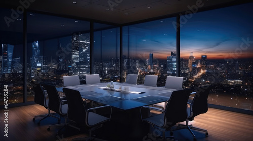 Professional Workspace with Panoramic Skyline