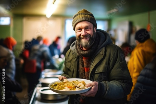 Winter Comfort: Homeless Man Receives Hot Meal