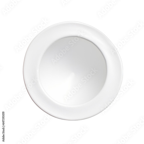 A minimalist white plate on a clean white background