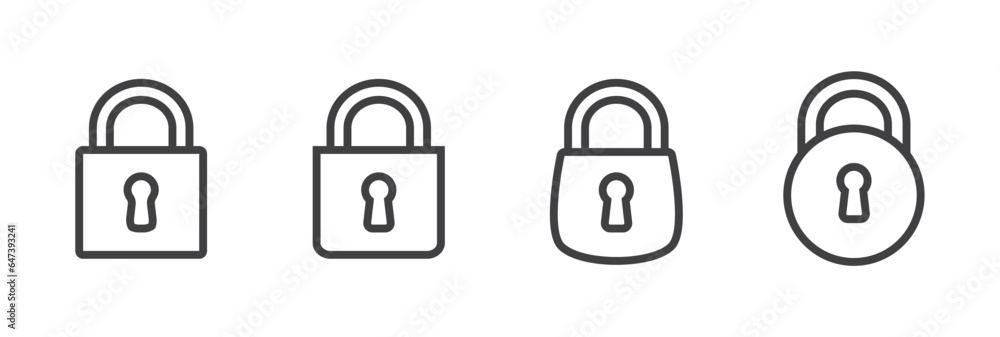 Lock icon set. Securitty padlock vector icon set. Locked padlock symbol of device security. Privacy symbol vector stock illustration. Lock icon set. Securitty padlock vector icon set. Locked padlock symbol of device security. Privacy symbol vector stock illustration.
