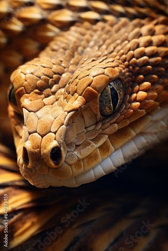 Intimate Scales: Amazing Close-Up Look of a Snake Photography - AI Generated
