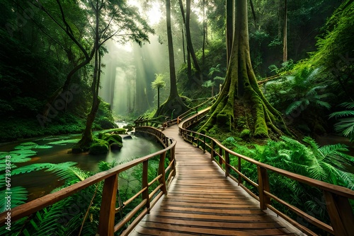 wooden bridge in the forest © Image Studio