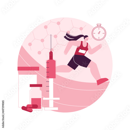 Anabolic steroids abstract concept vector illustration. Anabolic steroids doping, anti-aging aid, illegal sport drugs, hormone testosterone, muscle mass, athletic performance abstract metaphor.