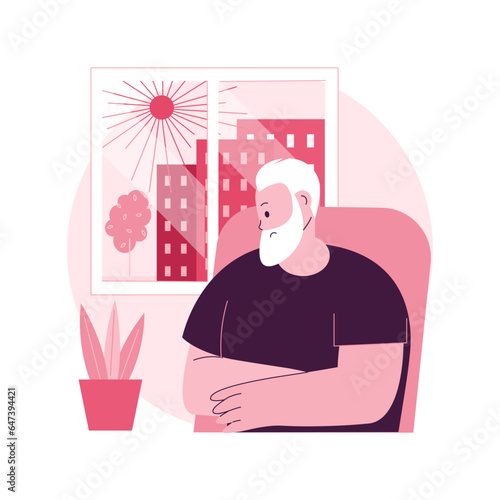 Social isolation abstract concept vector illustration. Social deprivation, isolation effect, old people loneliness, elderly person problem, disabled, mental health, living alone abstract metaphor.