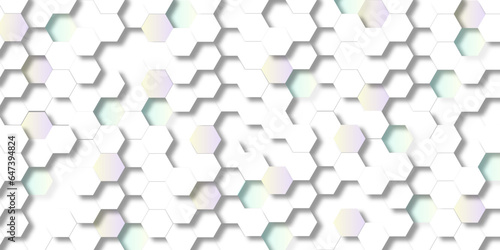 Fototapeta Naklejka Na Ścianę i Meble -  hexagon in modern technology futuristic background vector.symmetrical hexagon arrangement wallpaper or background and texture.