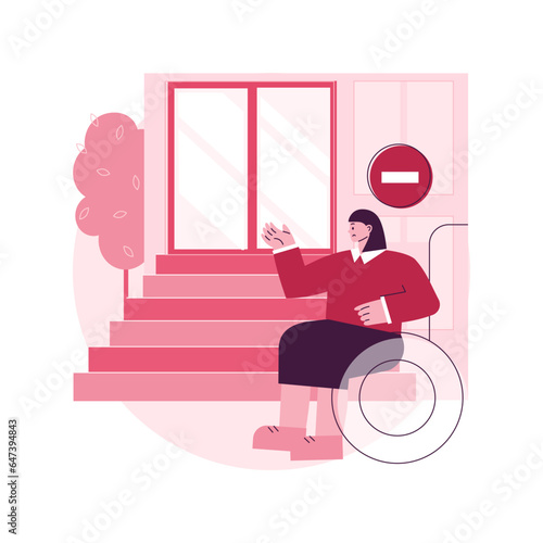 Inaccessible environments abstract concept vector illustration. Inaccessible space, environment, physical mobility barriers, disabled people problem, public place easy access abstract metaphor.