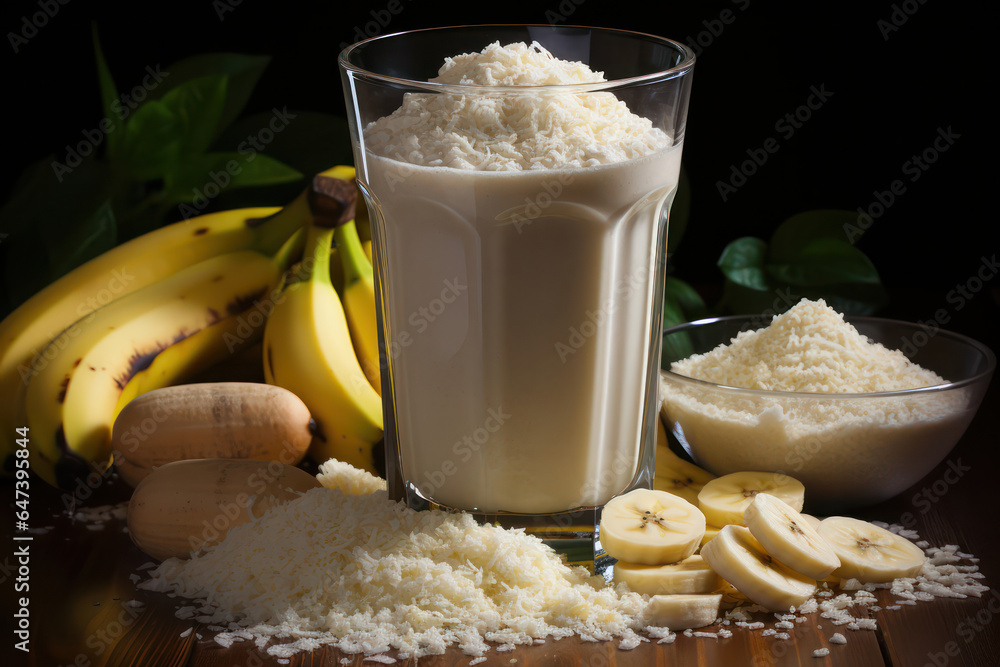 A proteinpacked smoothie with ingredients like bananas, peanut butter
