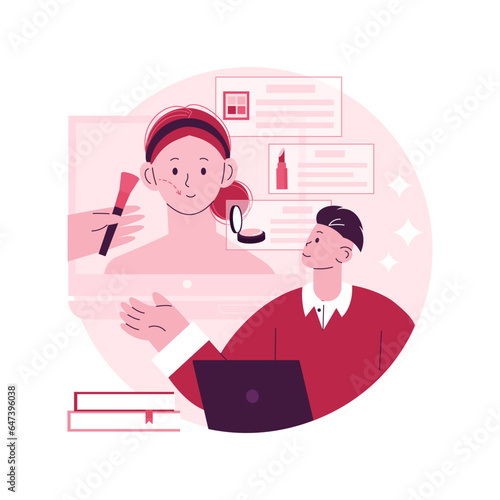 Makeup courses abstract concept vector illustration. Makeup artist training, beauty treatment courses, school certificate, cosmetics masterclass, professional online workshop abstract metaphor.