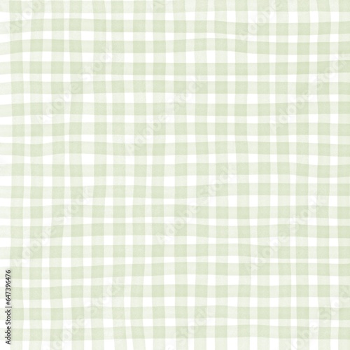 Sage Green Gingham Check Hand Drawn Background Pattern