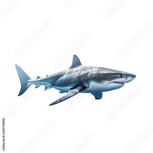 A majestic great white shark gracefully swimming in the vast ocean © LUPACO PNG
