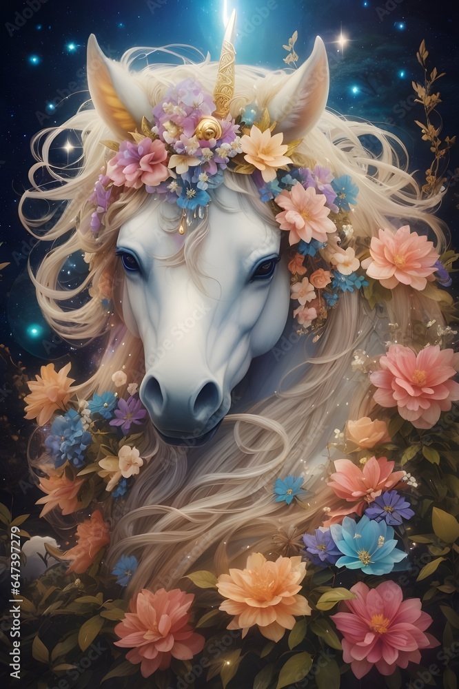 Guardian of the Enchanted Meadow A Unicorn's Gaze into Mystical Realms - Generative AI




