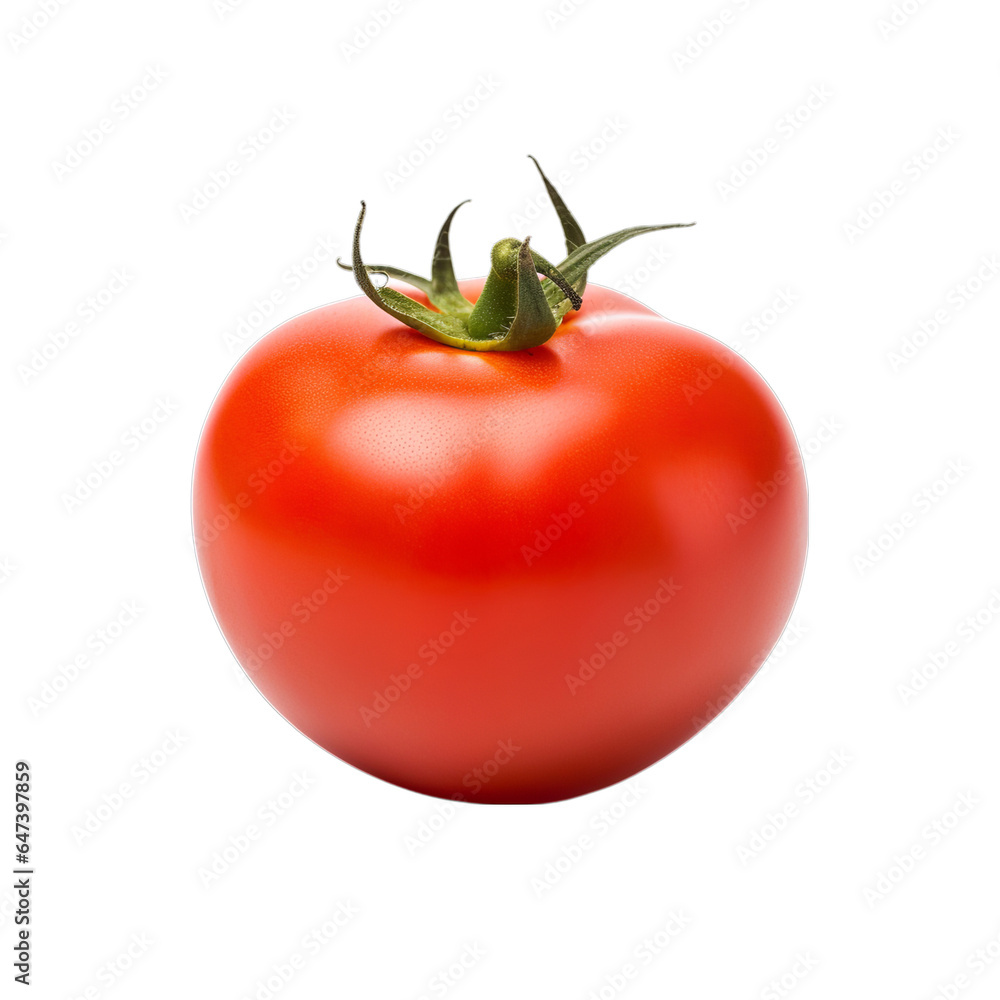 A vibrant red tomato against a clean white background A vibrant red tomato against a clean white background