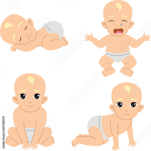 Newborn baby in various poses