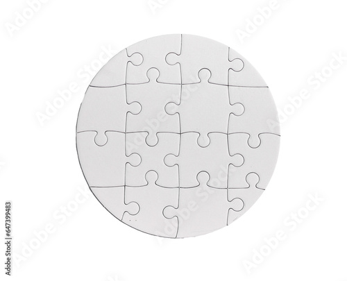 Full completed puzzle of circle shape isolated on white