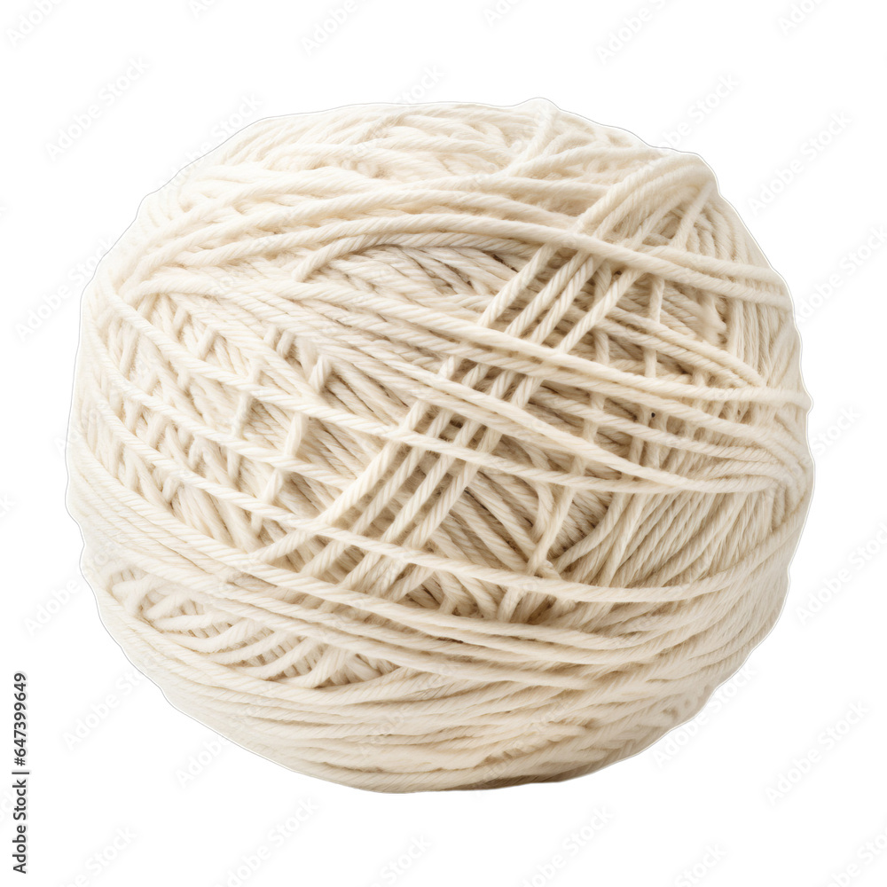 A white yarn ball on a minimalist white background A white yarn ball on a minimalist white background