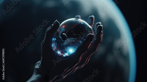 robotic hand holding planet Earth  © ZEKINDIGITAL