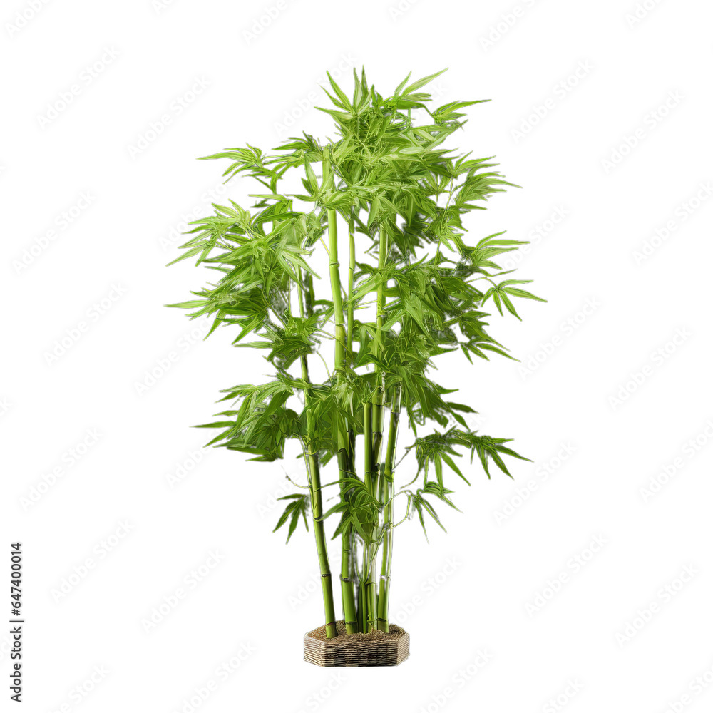 Fototapeta premium A tall bamboo plant in a pot on a table