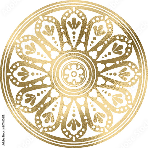 Rosette, Mandala in gold, transparenter Hitergrund