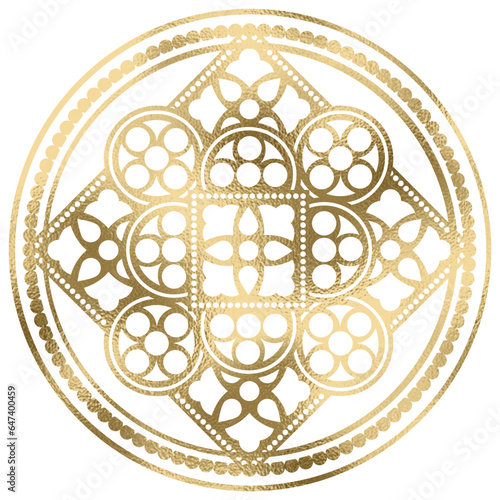 Rosette, Mandala in gold, transparenter Hitergrund
