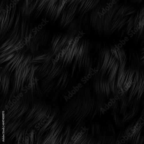 Black Fur Creative Abstract Photorealistic Texture. Screen Wallpaper. Digiral Art. Abstract Bright Surface Square Background. Ai Generated Vibrant Texture Pattern.