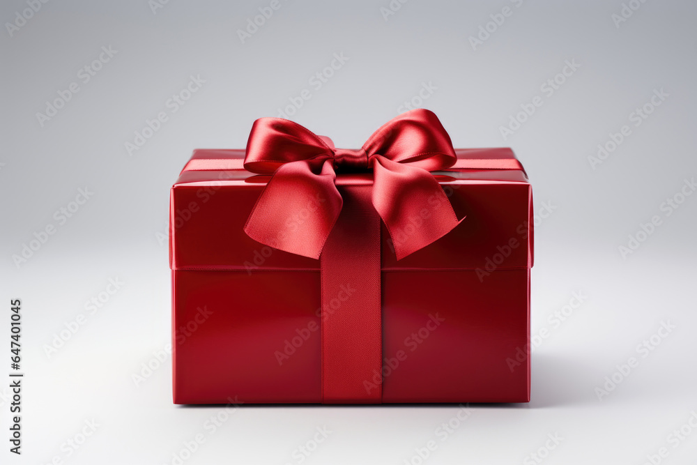 Obraz premium red gift box with ribbon. Generative Ai