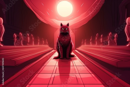 Illustration of a feline on a crimson runway receiving an award. Generative AI photo