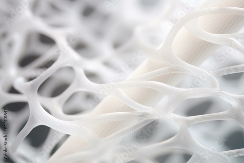 Triple-helix collagen structures on white. Tropocollagen molecules form collagen fibrils and fibers. Concept of collagen fiber structure. Generative AI photo