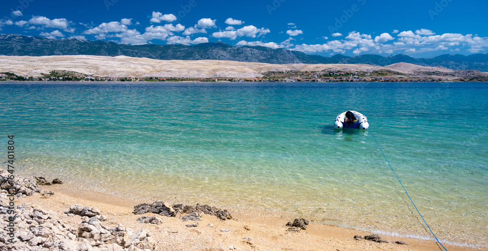 paradise beach on Pag island in Croatia