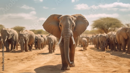 Elephant background with its herd