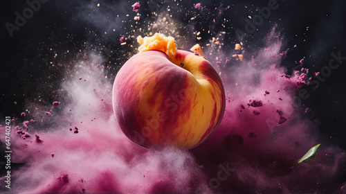 peach with colorful powder paint explosion