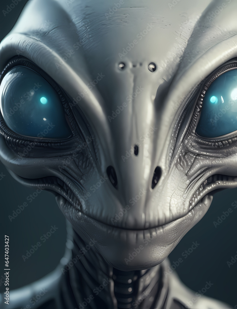 close up of a head of a alien