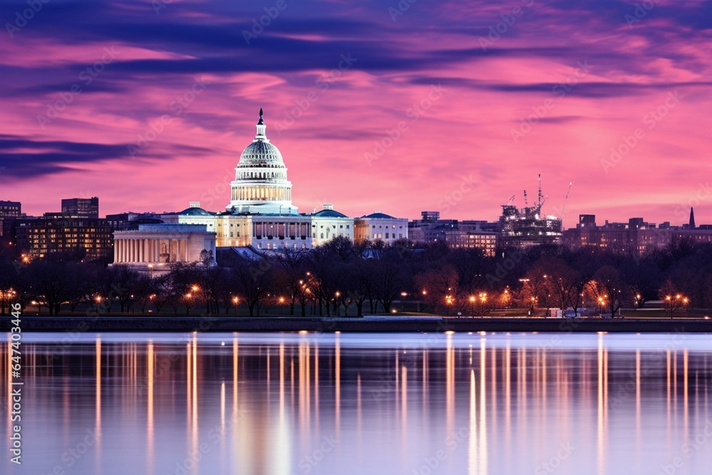 Skyline of Washington DC. Generative AI