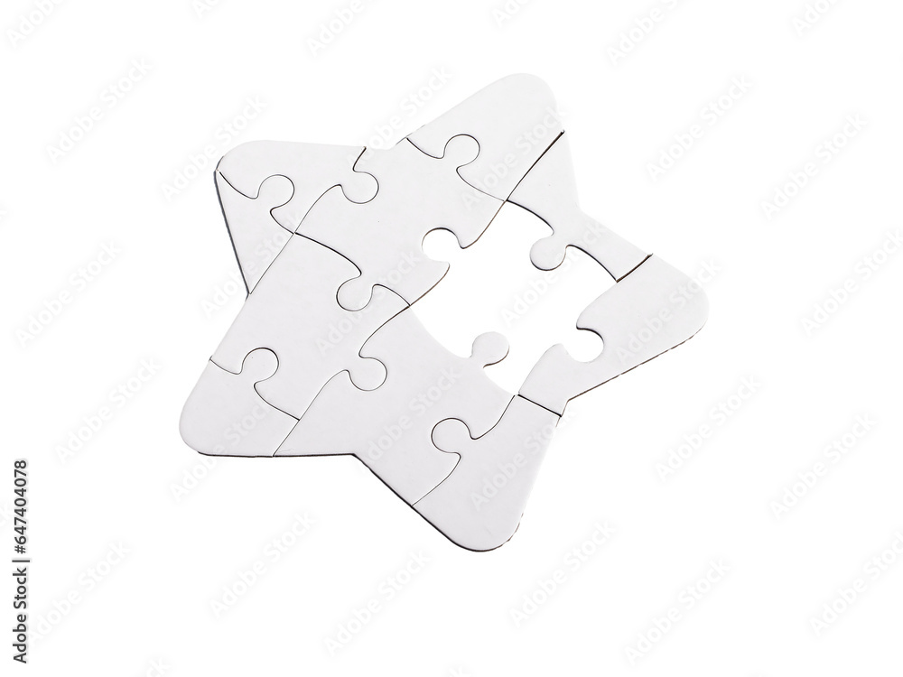 Missing puzzle piece in star jigsaw isolated on white Missing puzzle piece in star jigsaw isolated on white