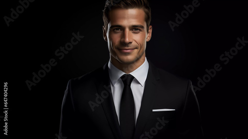 Portrait of a business man on a black background 