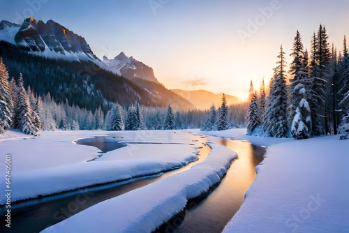 winter landscape with snow covered trees