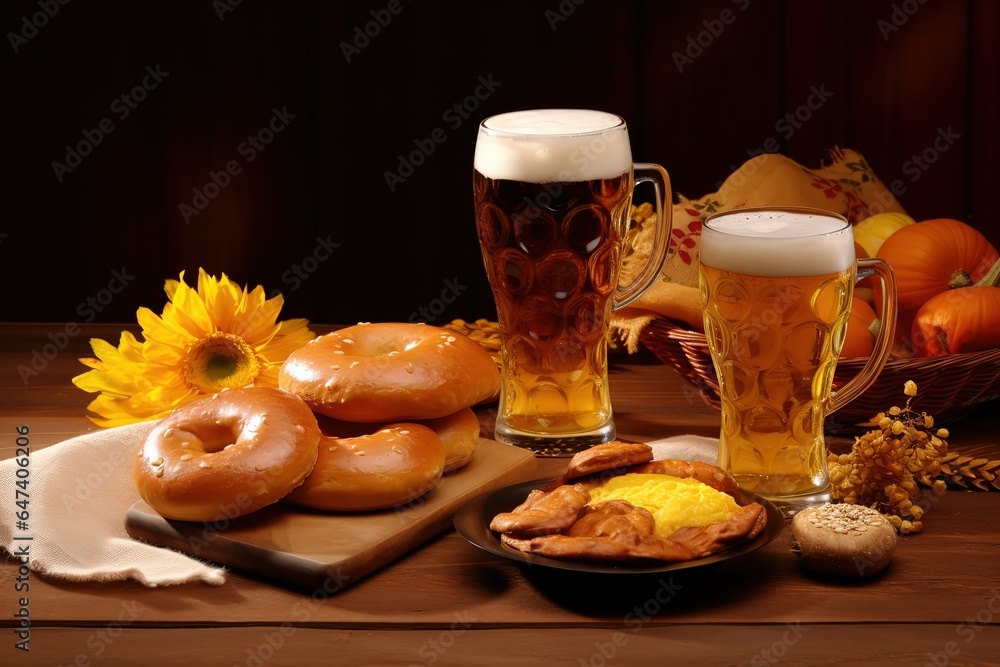 Oktoberfest Beer Festival Concept. Oktoberfest Beer Festival Background. Oktoberfest Beer Festival Theme. Generative Ai. Oktoberfest Beer Festival Concept. Oktoberfest Beer Festival Background. Oktoberfest Beer Festival Theme. Generative Ai.